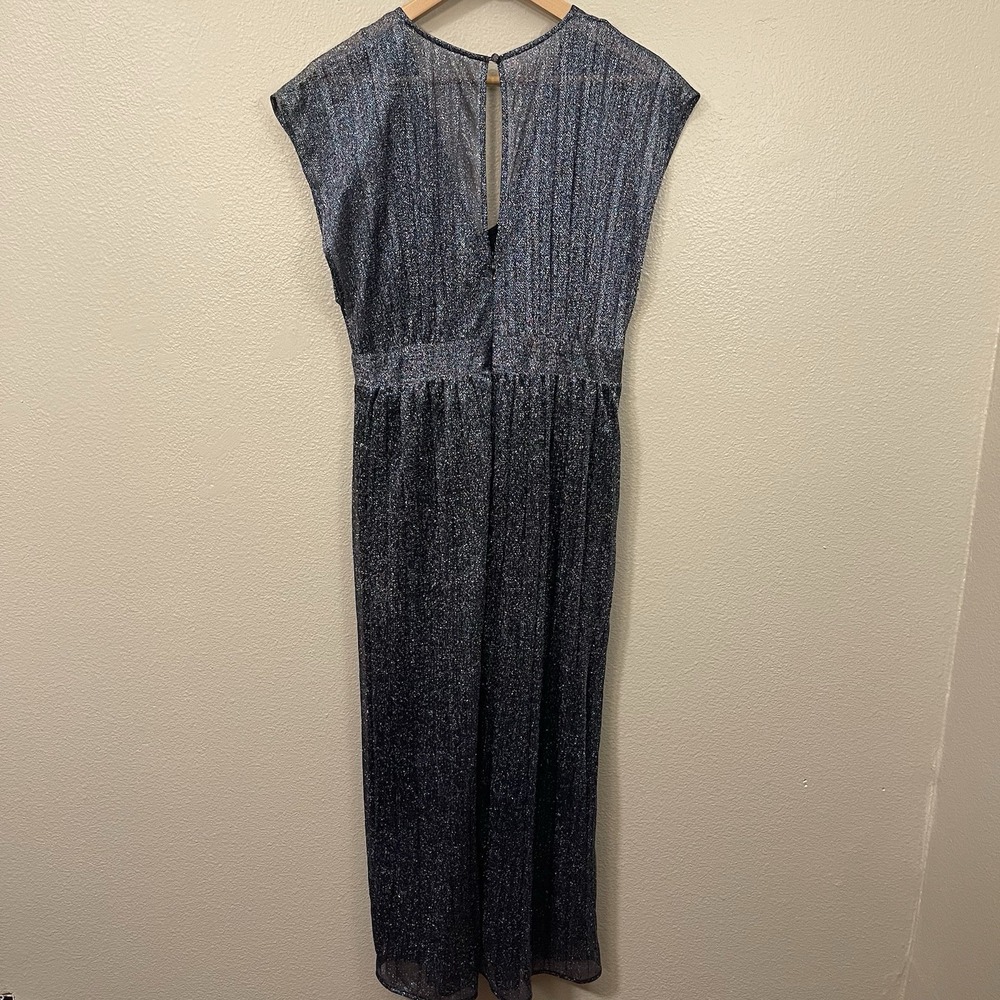 Anthropologie Moulinette Soeurs Pleated Metallic Dress Party Celestial Size 8 - Picture 9 of 14